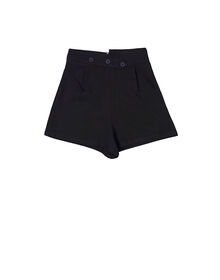 Fine High Waist Cut Triple Button Short Pants (Black)